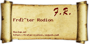 Fráter Rodion névjegykártya